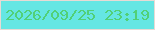 文字の大きさ：2、枠の色：e7dad4、背景の色：65e6e3、文字の色：51d078 無料ブログパーツのブログ時計