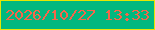 文字の大きさ：1、枠の色：e7e602、背景の色：02b87f、文字の色：f6664a 無料ブログパーツのブログ時計