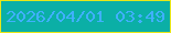 文字の大きさ：2、枠の色：e7e718、背景の色：0bafa6、文字の色：40b0fd 無料ブログパーツのブログ時計