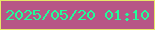 文字の大きさ：1、枠の色：e7e768、背景の色：b75686、文字の色：20fe9a 無料ブログパーツのブログ時計