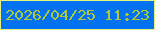 文字の大きさ：2、枠の色：e7f17f、背景の色：0272f1、文字の色：b0c93b 無料ブログパーツのブログ時計