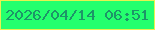 文字の大きさ：3、枠の色：e7f250、背景の色：24ff6e、文字の色：1d9568 無料ブログパーツのブログ時計
