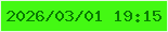 文字の大きさ：4、枠の色：e7f7e3、背景の色：44f913、文字の色：097c03 無料ブログパーツのブログ時計