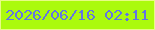 文字の大きさ：4、枠の色：e7fb86、背景の色：abfa0d、文字の色：6375e2 無料ブログパーツのブログ時計
