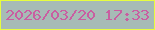 文字の大きさ：1、枠の色：e7fd3f、背景の色：a7bbb6、文字の色：c95ea1 無料ブログパーツのブログ時計