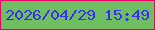 文字の大きさ：5、枠の色：e80067、背景の色：6fbf62、文字の色：3730f0 無料ブログパーツのブログ時計