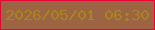 文字の大きさ：5、枠の色：e80437、背景の色：9c6442、文字の色：a78521 無料ブログパーツのブログ時計