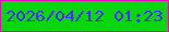 文字の大きさ：4、枠の色：e804c2、背景の色：09d60d、文字の色：412cf8 無料ブログパーツのブログ時計