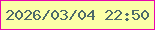 文字の大きさ：5、枠の色：e806af、背景の色：fbffa8、文字の色：4d696a 無料ブログパーツのブログ時計