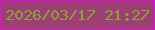 文字の大きさ：5、枠の色：e80ae5、背景の色：9d3f72、文字の色：8ca138 無料ブログパーツのブログ時計
