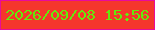 文字の大きさ：5、枠の色：e80b9c、背景の色：f5362c、文字の色：63ea0b 無料ブログパーツのブログ時計