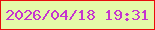 文字の大きさ：5、枠の色：e80d0c、背景の色：e4f9a8、文字の色：c535cf 無料ブログパーツのブログ時計