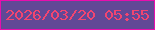 文字の大きさ：4、枠の色：e80ead、背景の色：624896、文字の色：f34570 無料ブログパーツのブログ時計