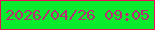 文字の大きさ：5、枠の色：e80f56、背景の色：0beb2d、文字の色：b72c72 無料ブログパーツのブログ時計