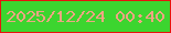 文字の大きさ：2、枠の色：e8130e、背景の色：3cd52f、文字の色：efa583 無料ブログパーツのブログ時計