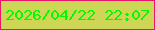 文字の大きさ：2、枠の色：e8166c、背景の色：ced755、文字の色：03f900 無料ブログパーツのブログ時計