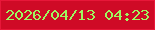文字の大きさ：4、枠の色：e81739、背景の色：cf0a26、文字の色：9ef760 無料ブログパーツのブログ時計