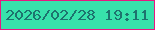 文字の大きさ：2、枠の色：e81781、背景の色：38e1ab、文字の色：1d736e 無料ブログパーツのブログ時計