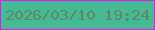 文字の大きさ：2、枠の色：e817f0、背景の色：46ba94、文字の色：5c8862 無料ブログパーツのブログ時計