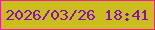 文字の大きさ：2、枠の色：e82492、背景の色：cbbd1e、文字の色：8a0eb7 無料ブログパーツのブログ時計