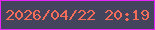 文字の大きさ：3、枠の色：e824fc、背景の色：44445c、文字の色：f46c5a 無料ブログパーツのブログ時計