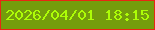文字の大きさ：3、枠の色：e82713、背景の色：749d0c、文字の色：adfd07 無料ブログパーツのブログ時計