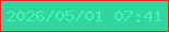 文字の大きさ：3、枠の色：e82820、背景の色：32d59f、文字の色：3ff7ac 無料ブログパーツのブログ時計