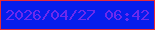 文字の大きさ：5、枠の色：e82b36、背景の色：061dec、文字の色：6b2aed 無料ブログパーツのブログ時計