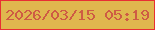 文字の大きさ：3、枠の色：e82f33、背景の色：e0b74e、文字の色：ce5b44 無料ブログパーツのブログ時計