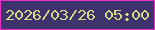 文字の大きさ：5、枠の色：e832c6、背景の色：3e336c、文字の色：d5db82 無料ブログパーツのブログ時計