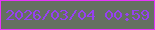 文字の大きさ：3、枠の色：e835fb、背景の色：657061、文字の色：9640f1 無料ブログパーツのブログ時計