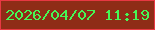 文字の大きさ：5、枠の色：e83843、背景の色：8f2c17、文字の色：46f855 無料ブログパーツのブログ時計