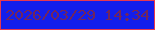 文字の大きさ：2、枠の色：e8384e、背景の色：131eeb、文字の色：71255d 無料ブログパーツのブログ時計