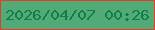 文字の大きさ：2、枠の色：e83b2a、背景の色：52ab76、文字の色：107d4c 無料ブログパーツのブログ時計