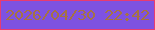 文字の大きさ：4、枠の色：e83b71、背景の色：7e52e1、文字の色：a57243 無料ブログパーツのブログ時計