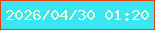 文字の大きさ：5、枠の色：e83d0f、背景の色：3be6f2、文字の色：ebf9dd 無料ブログパーツのブログ時計