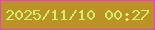 文字の大きさ：5、枠の色：e83fd5、背景の色：bb9225、文字の色：d1ee68 無料ブログパーツのブログ時計