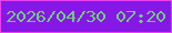 文字の大きさ：2、枠の色：e840f2、背景の色：8518e7、文字の色：72cd7a 無料ブログパーツのブログ時計