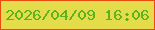 文字の大きさ：2、枠の色：e84d0f、背景の色：e5dc4c、文字の色：5cb31e 無料ブログパーツのブログ時計