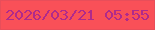 文字の大きさ：5、枠の色：e84e5a、背景の色：f95058、文字の色：b02a8b 無料ブログパーツのブログ時計