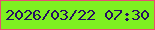文字の大きさ：1、枠の色：e84e72、背景の色：7ef021、文字の色：260f61 無料ブログパーツのブログ時計