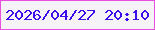 文字の大きさ：5、枠の色：e84fde、背景の色：f6f3f8、文字の色：3e0ee9 無料ブログパーツのブログ時計