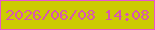 文字の大きさ：2、枠の色：e855ce、背景の色：cccb02、文字の色：d955b0 無料ブログパーツのブログ時計