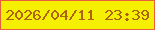 文字の大きさ：3、枠の色：e85f40、背景の色：f5ef02、文字の色：ae6213 無料ブログパーツのブログ時計