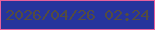 文字の大きさ：5、枠の色：e8609d、背景の色：27349c、文字の色：544c40 無料ブログパーツのブログ時計