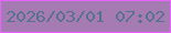 文字の大きさ：5、枠の色：e863ff、背景の色：a67bb4、文字の色：57728d 無料ブログパーツのブログ時計
