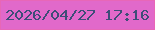 文字の大きさ：5、枠の色：e867b7、背景の色：e169ca、文字の色：3e4d78 無料ブログパーツのブログ時計