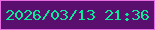 文字の大きさ：3、枠の色：e86ce1、背景の色：5a0f6e、文字の色：08eb9b 無料ブログパーツのブログ時計
