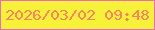 文字の大きさ：1、枠の色：e86dbe、背景の色：f7f139、文字の色：f78560 無料ブログパーツのブログ時計