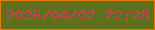 文字の大きさ：5、枠の色：e8780c、背景の色：5e701a、文字の色：cc3c5e 無料ブログパーツのブログ時計